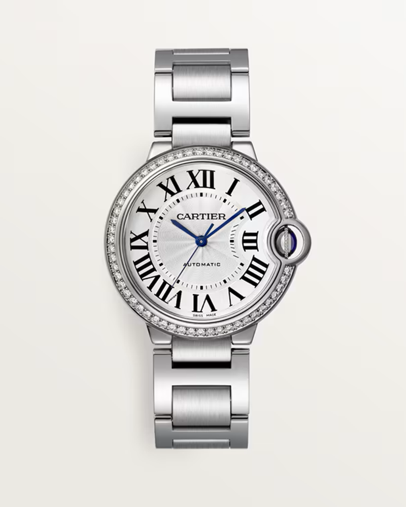 CARTIER Ballon Bleu de Steel, Diamonds (Silver Guilloché)