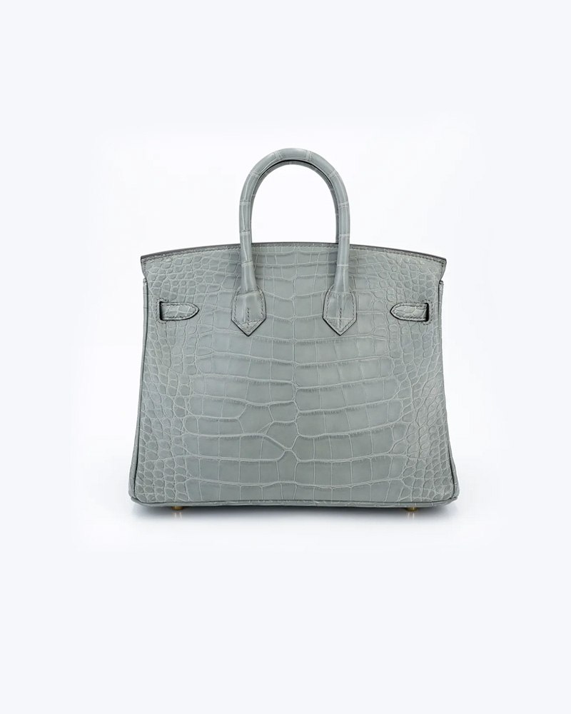 Herm S Matte Alligator Birkin In Gris Ciment With Gold Hardware